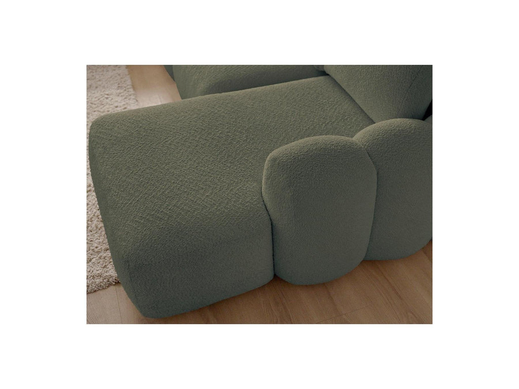 Montaigne - Canapé Panoramique Convertible Coffre - Tissu Bouclette - Angle Droit