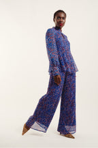 Le Pantalon Andrea Plissé Leo Blue