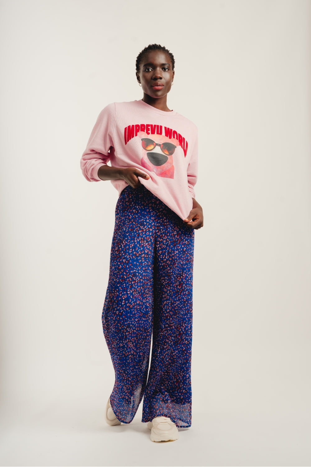 Le Pantalon Andrea Plissé Leo Blue