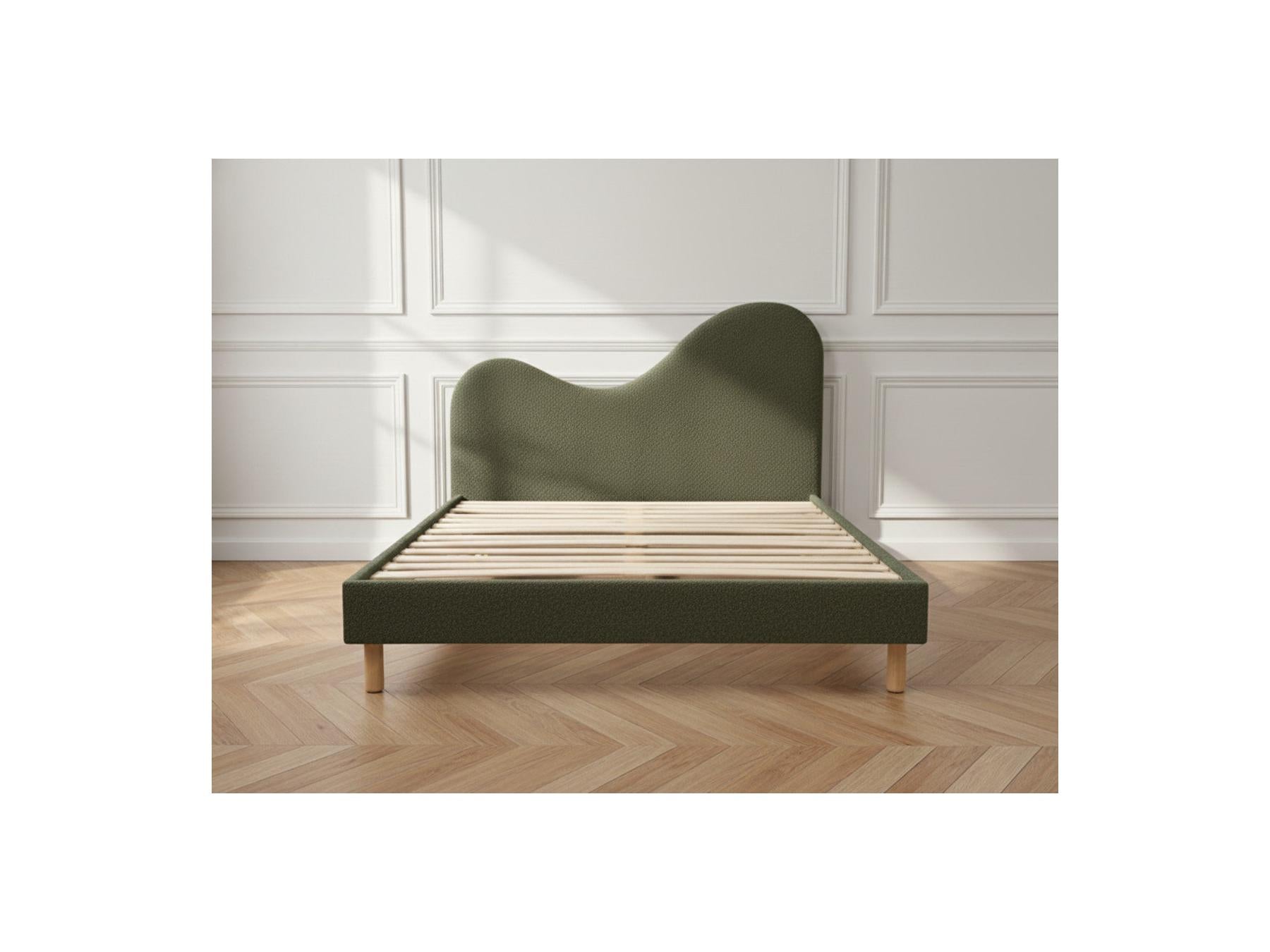 Celina - Lit - Tissu Bouclette Avec Lattes Massives
