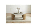 Torvi - Table Basse Carrée - Plateau Terrazzo Et Pieds Bois Massif De Manguier