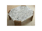 Torvi - Table Basse Carrée - Plateau Terrazzo Et Pieds Bois Massif De Manguier