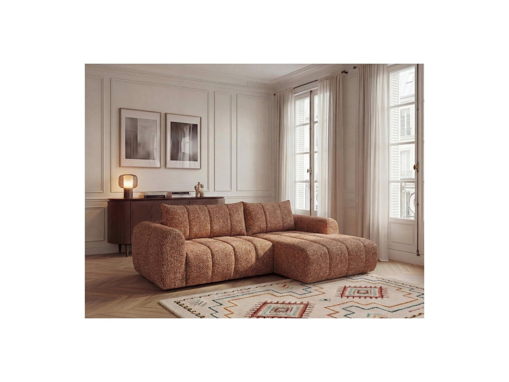 Nesty - Canapé D'Angle Fixe - Tissu Chiné - Angle Droit