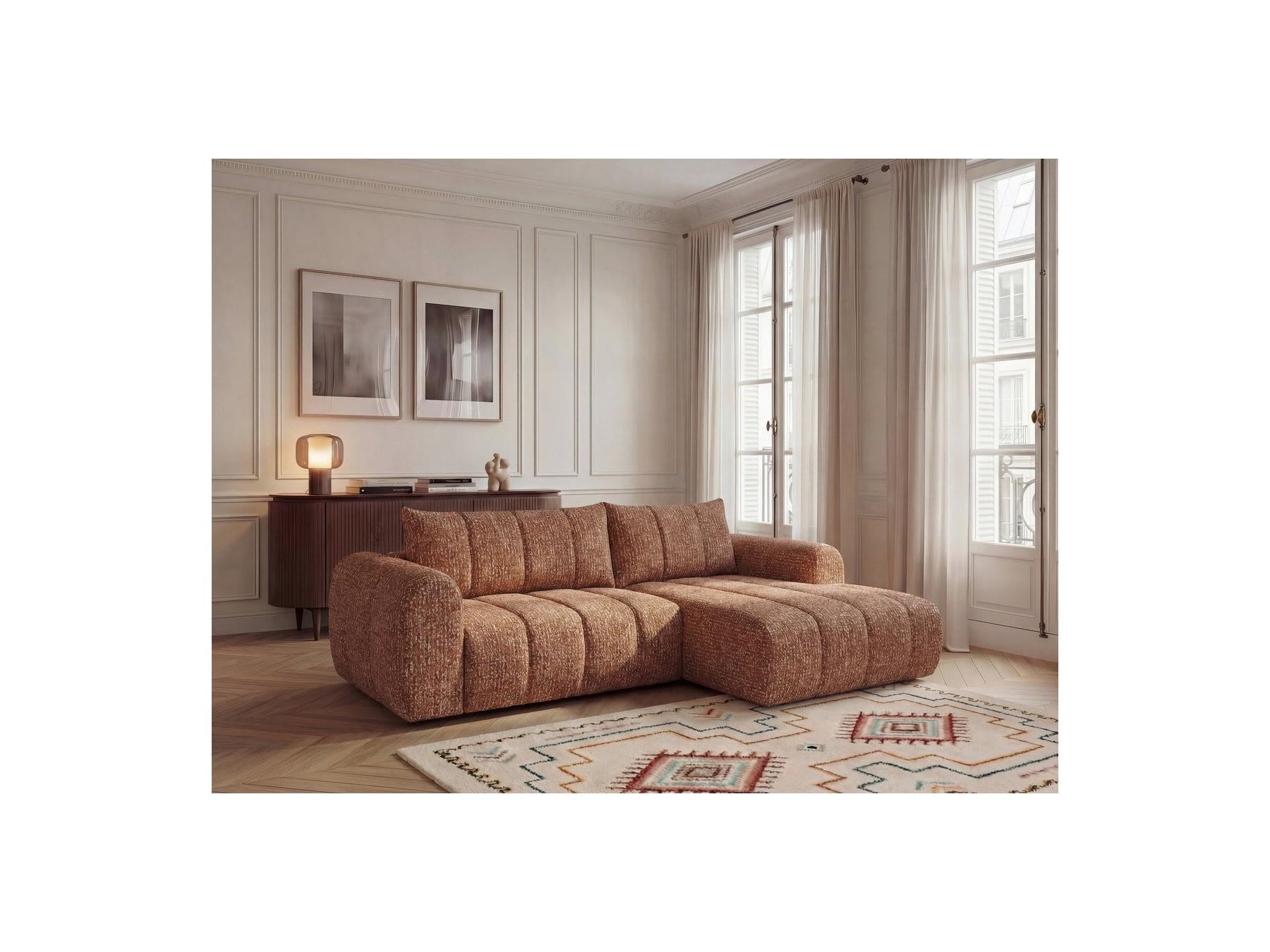 Nesty - Canapé D'Angle Fixe - Tissu Chiné - Angle Droit