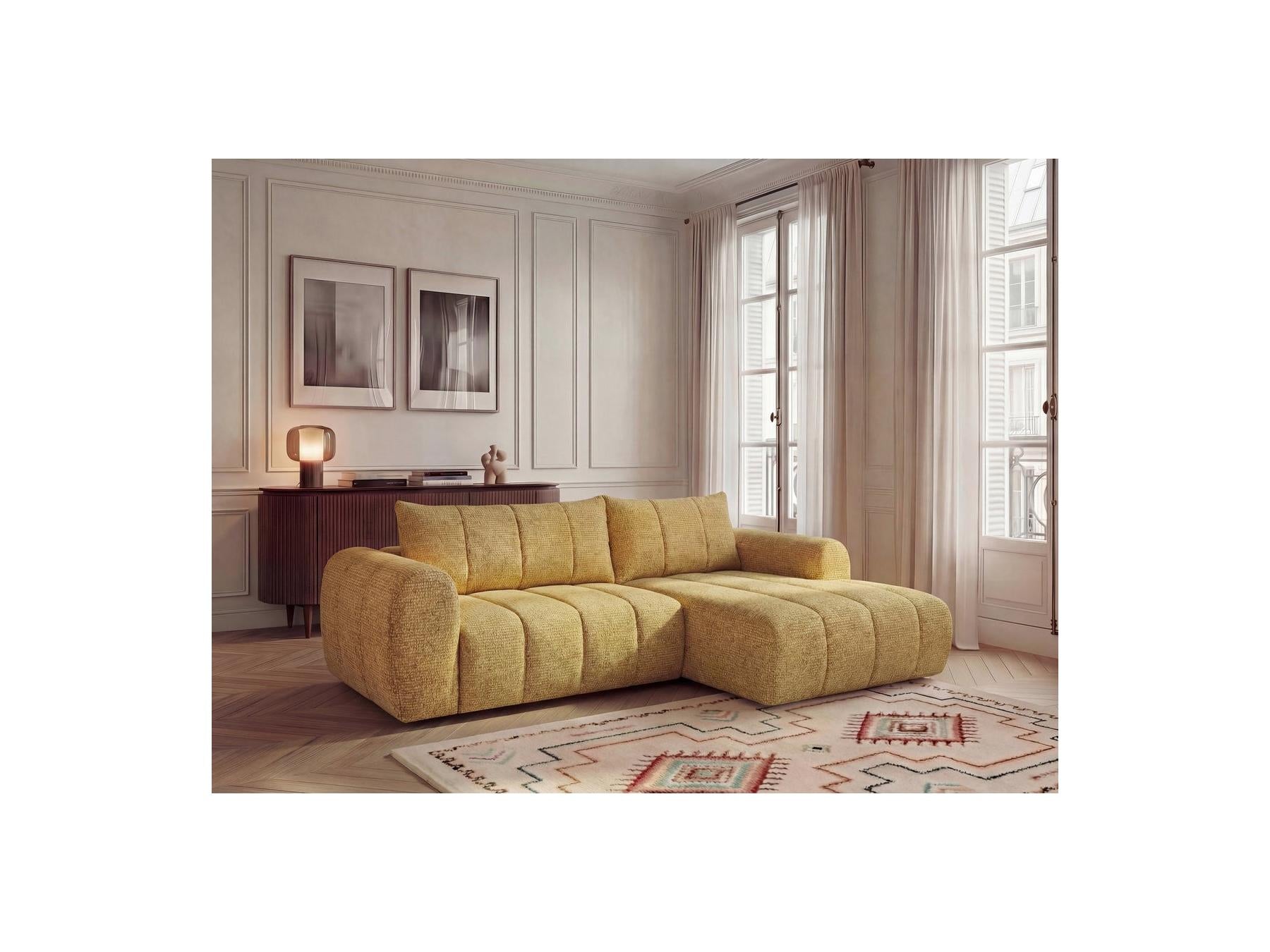 Nesty - Canapé D'Angle Fixe - Tissu Chiné - Angle Droit