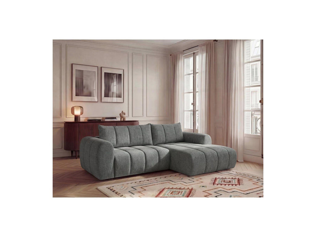 Nesty - Canapé D'Angle Fixe - Tissu Chiné - Angle Droit