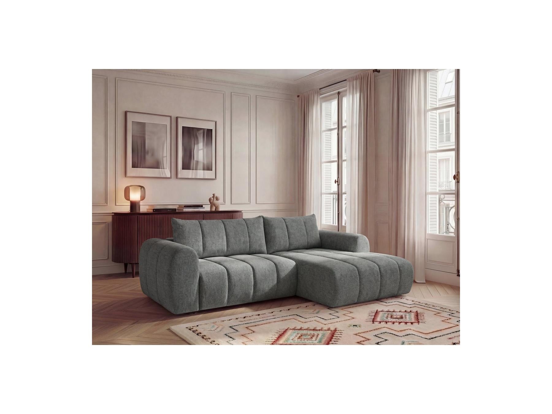 Nesty - Canapé D'Angle Fixe - Tissu Chiné - Angle Droit