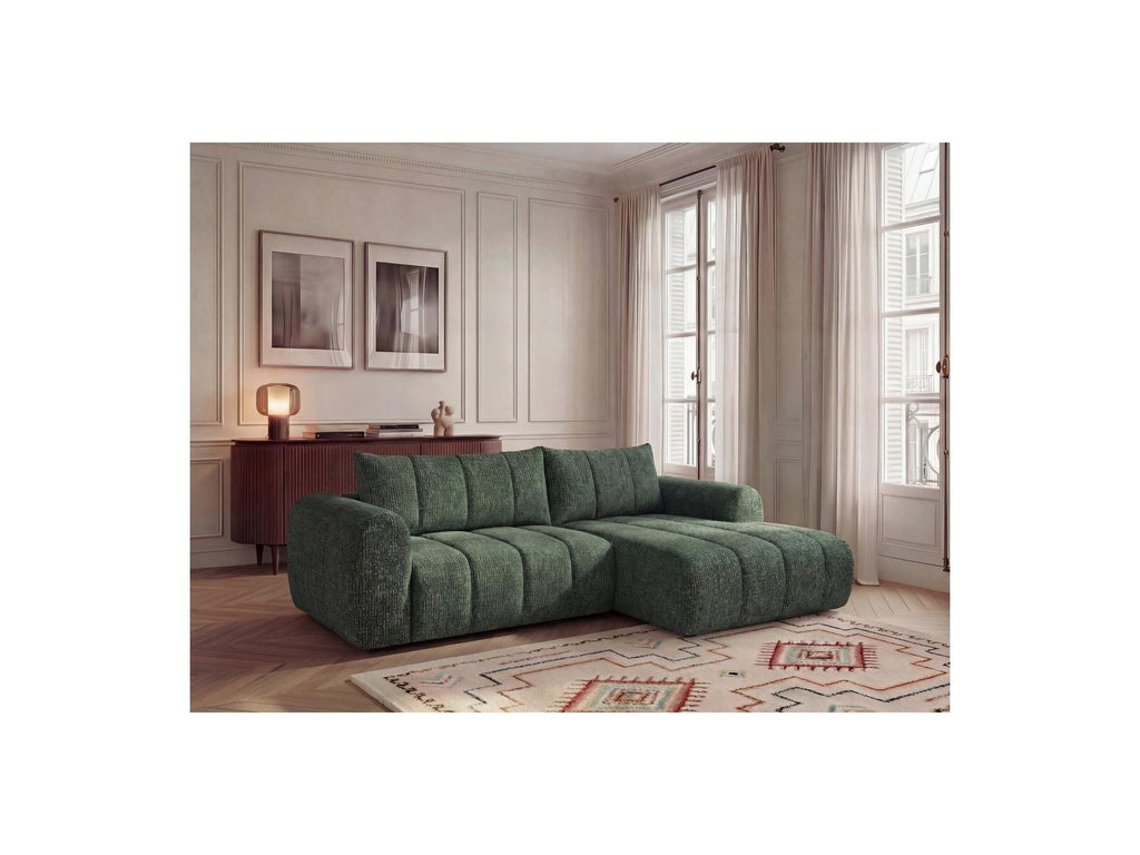 Nesty - Canapé D'Angle Fixe - Tissu Chiné - Angle Droit