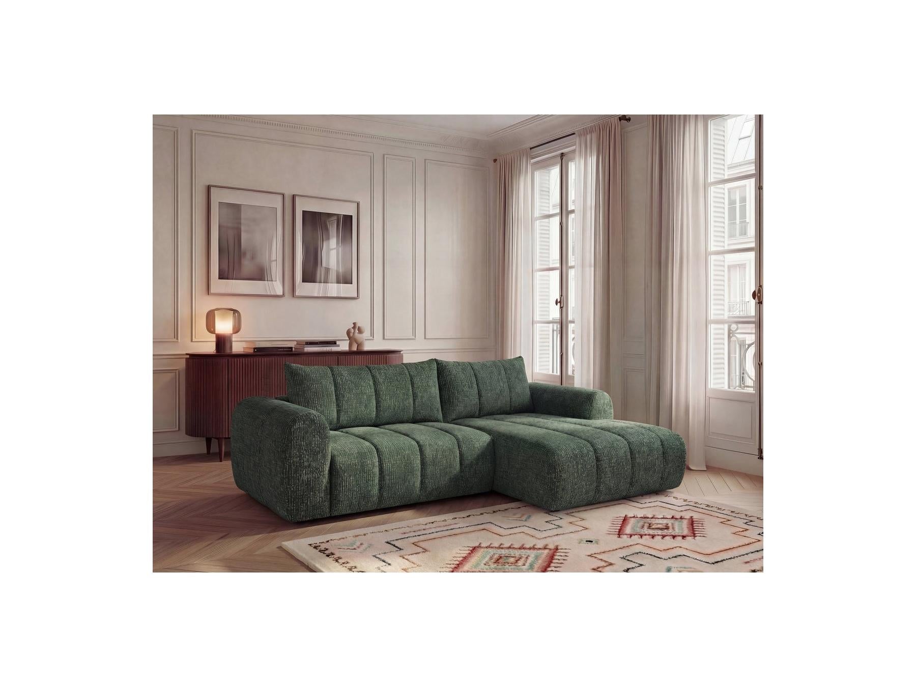 Nesty - Canapé D'Angle Fixe - Tissu Chiné - Angle Droit