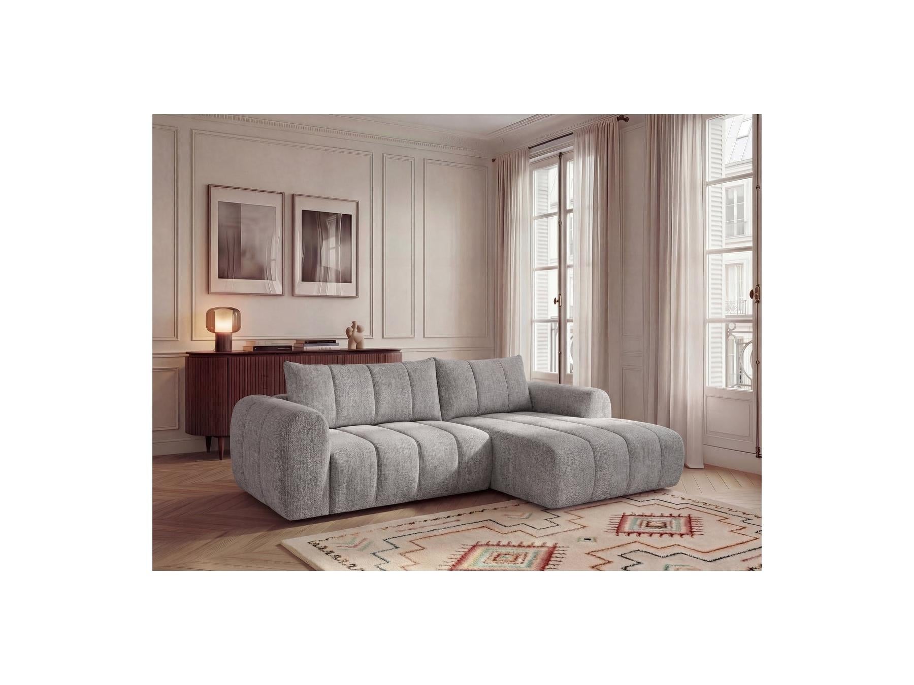 Nesty - Canapé D'Angle Fixe - Tissu Chiné - Angle Droit