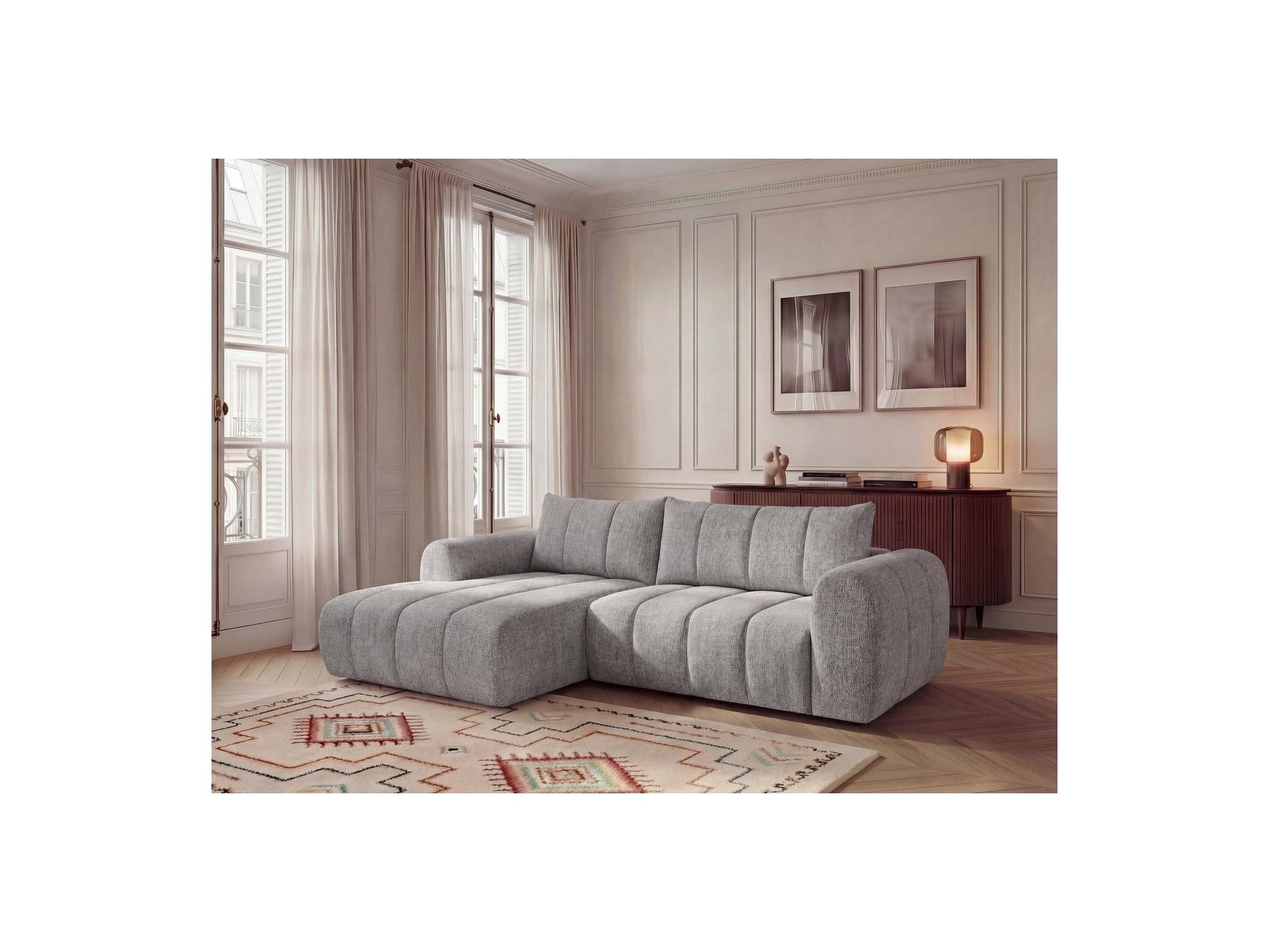 Nesty - Canapé D'Angle Fixe - Tissu Chiné - Angle Gauche