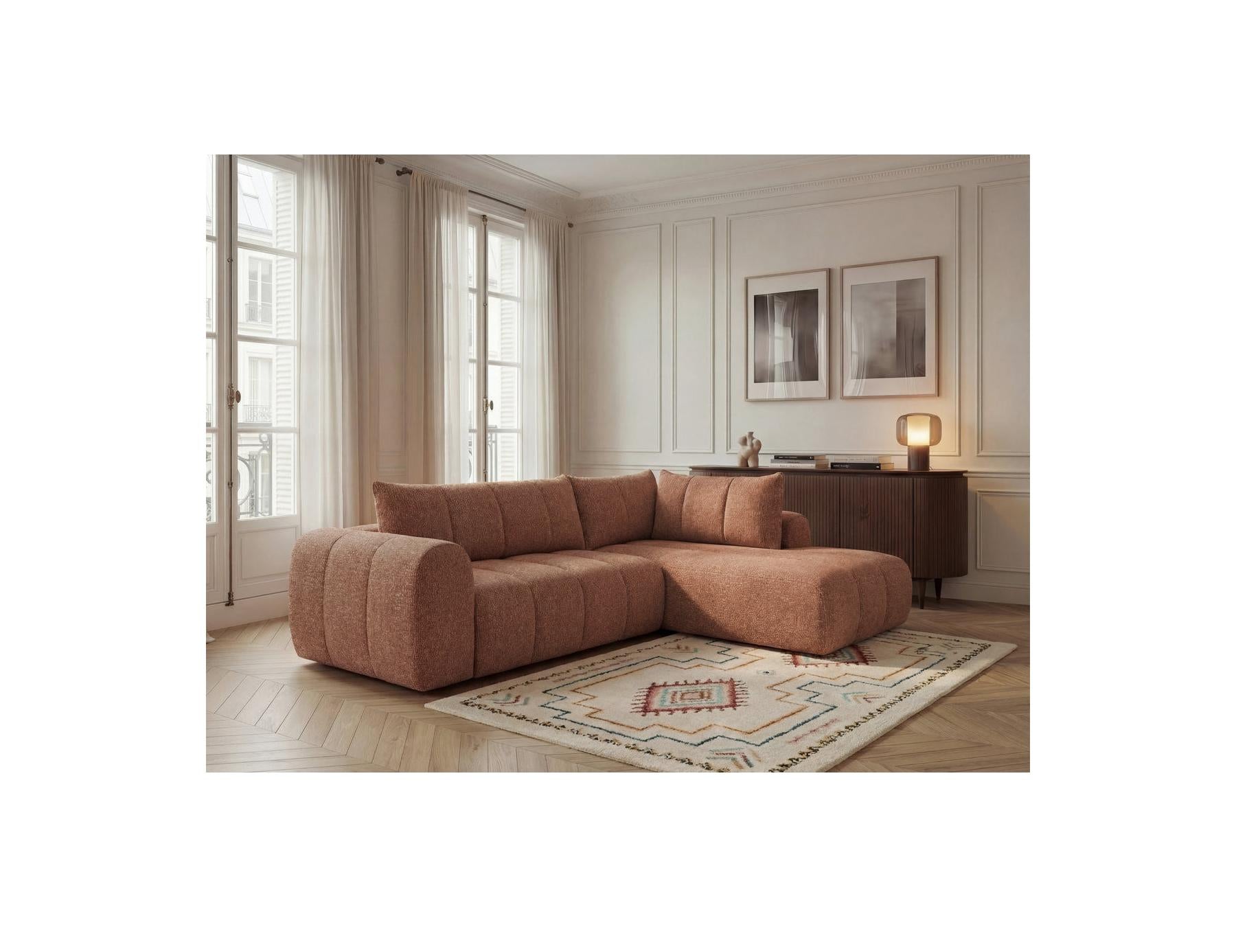 Nesty - Canapé D'Angle L Fixe - Tissu Chiné - Angle Droit