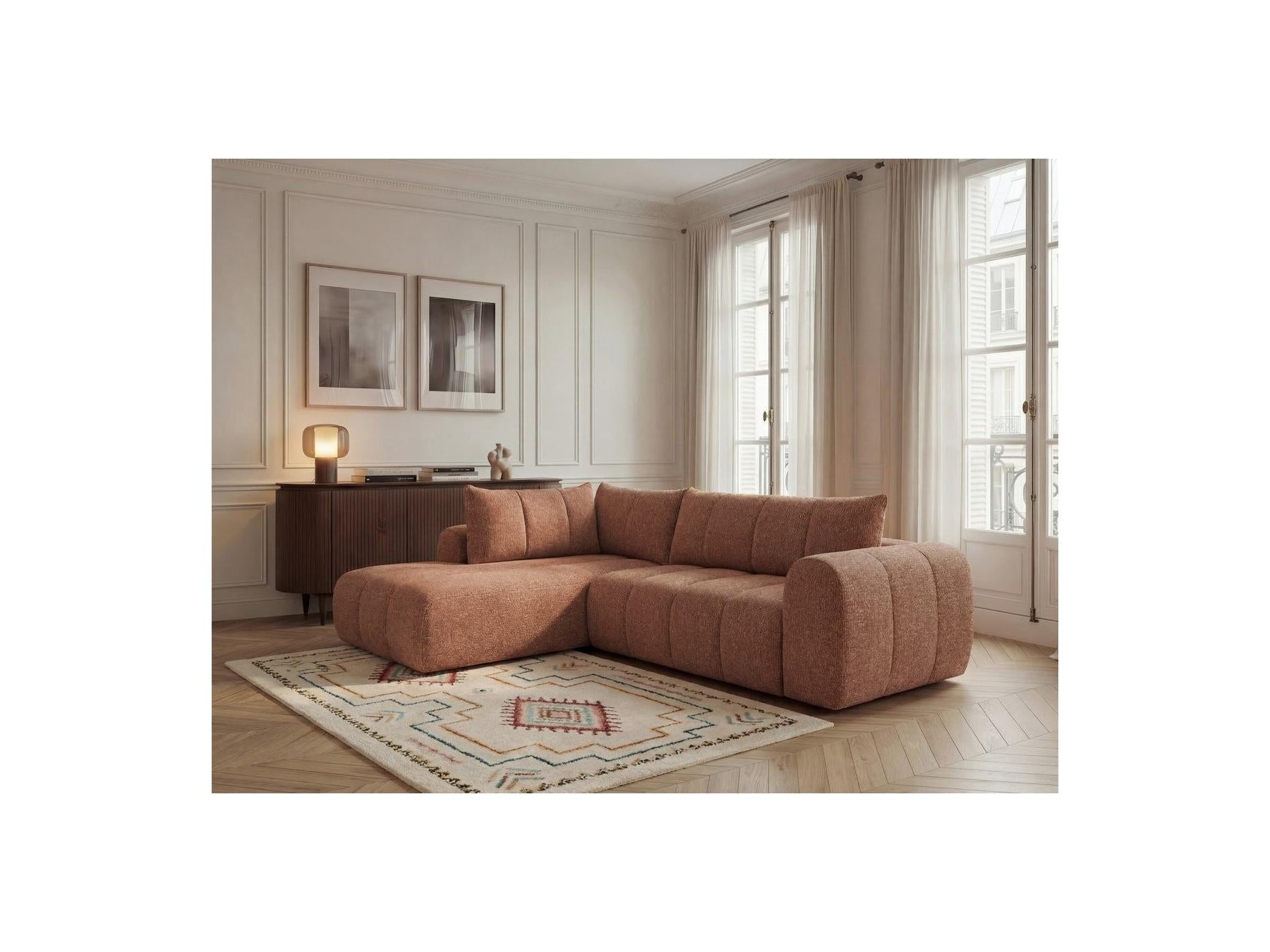 Nesty - Canapé D'Angle L Fixe - Tissu Chiné - Angle Gauche