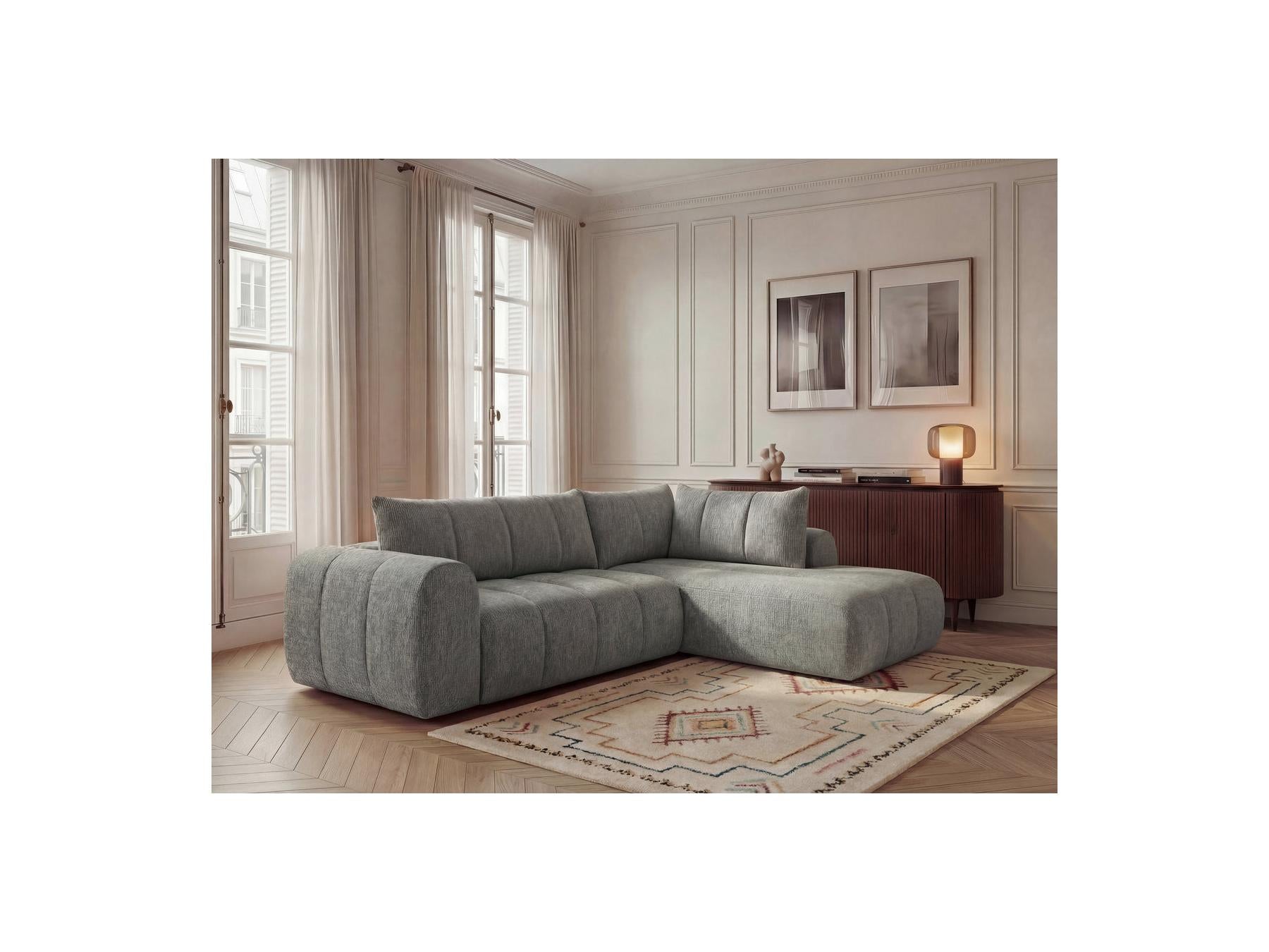Nesty - Canapé D'Angle L Fixe - Tissu Chiné - Angle Droit