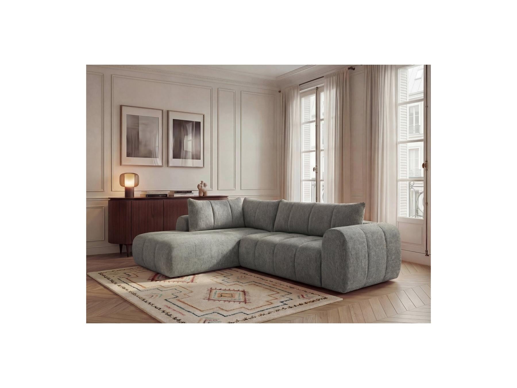 Nesty - Canapé D'Angle L Fixe - Tissu Chiné - Angle Gauche
