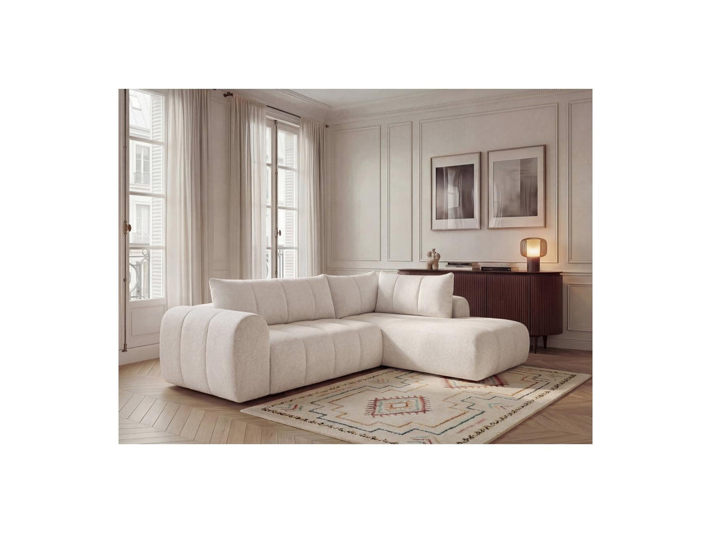 Nesty - Canapé D'Angle L Fixe - Tissu Chiné - Angle Droit