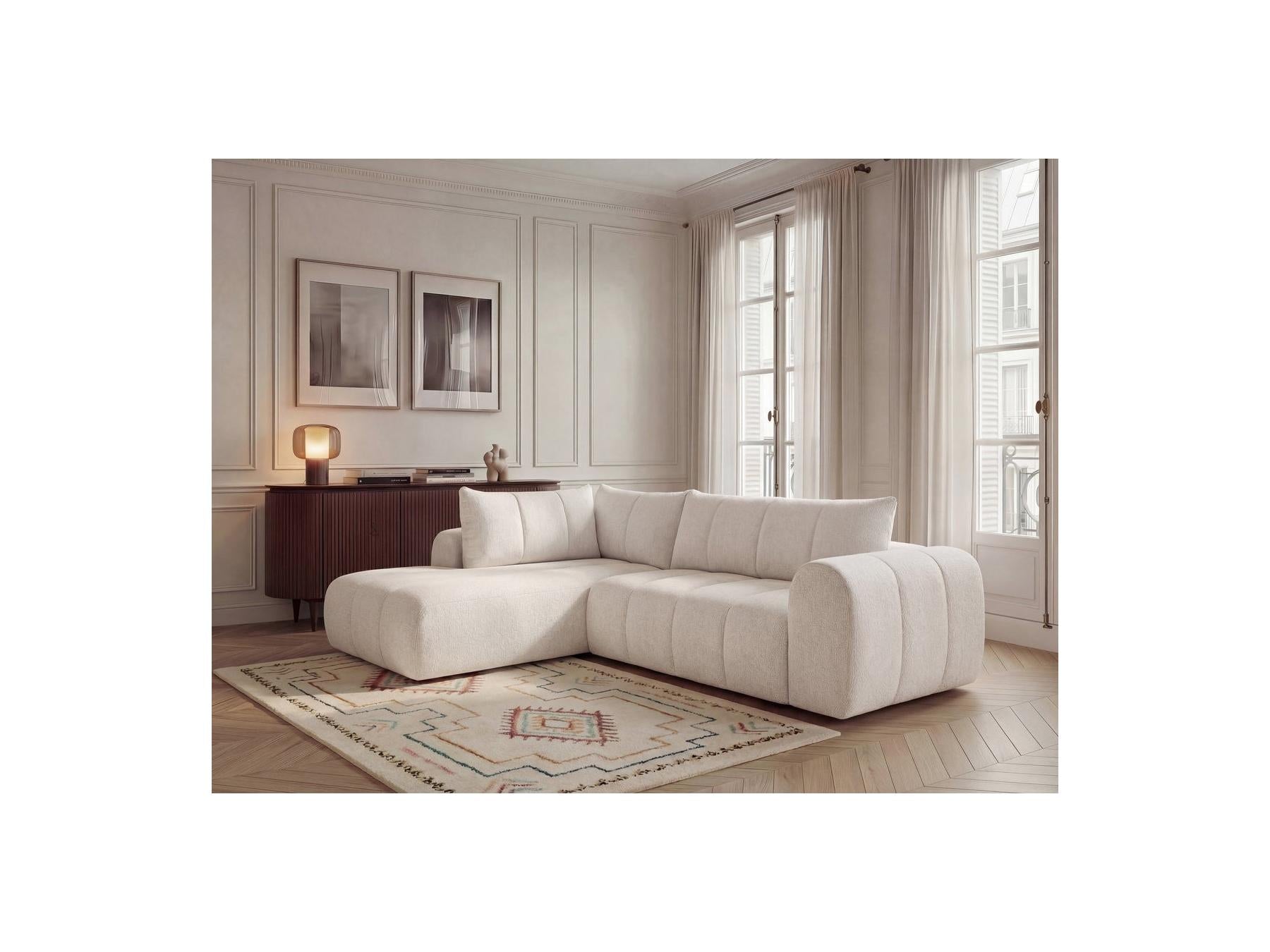 Nesty - Canapé D'Angle L Fixe - Tissu Chiné - Angle Gauche