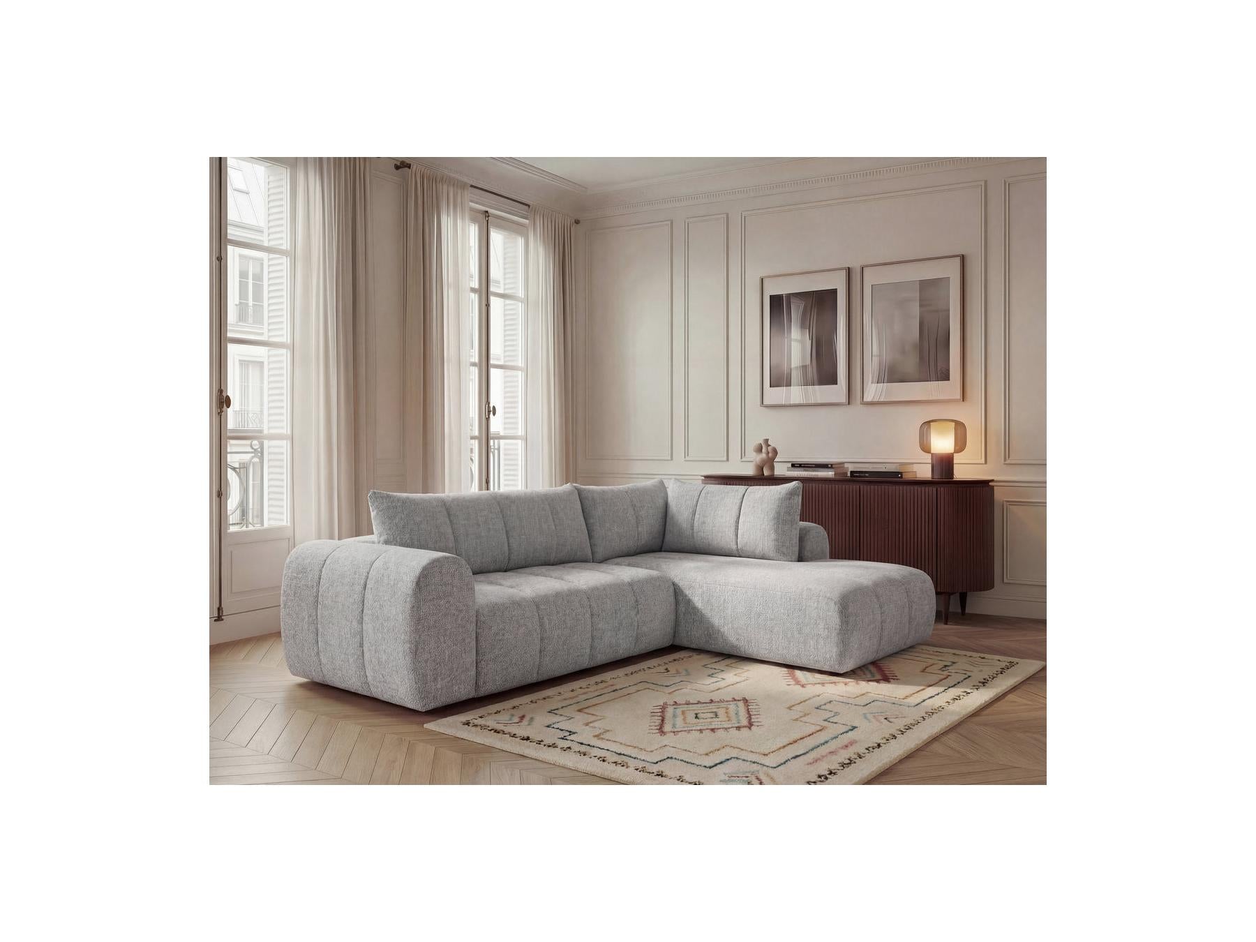 Nesty - Canapé D'Angle L Fixe - Tissu Chiné - Angle Droit