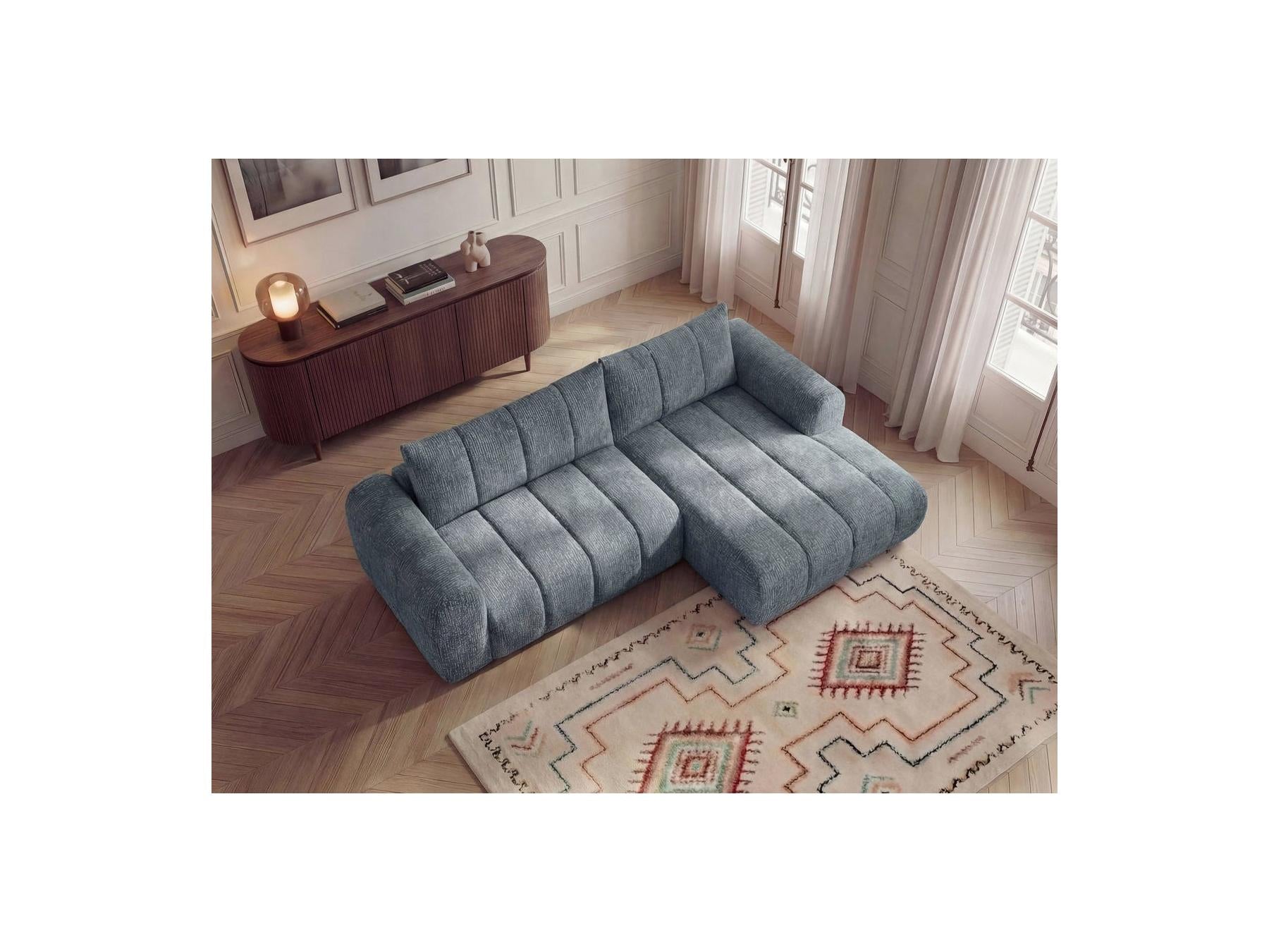 Nesty - Canapé D'Angle Fixe - Tissu Chiné - Angle Droit