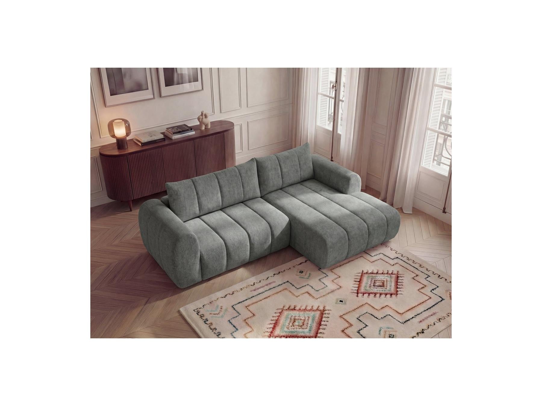Nesty - Canapé D'Angle Fixe - Tissu Chiné - Angle Droit