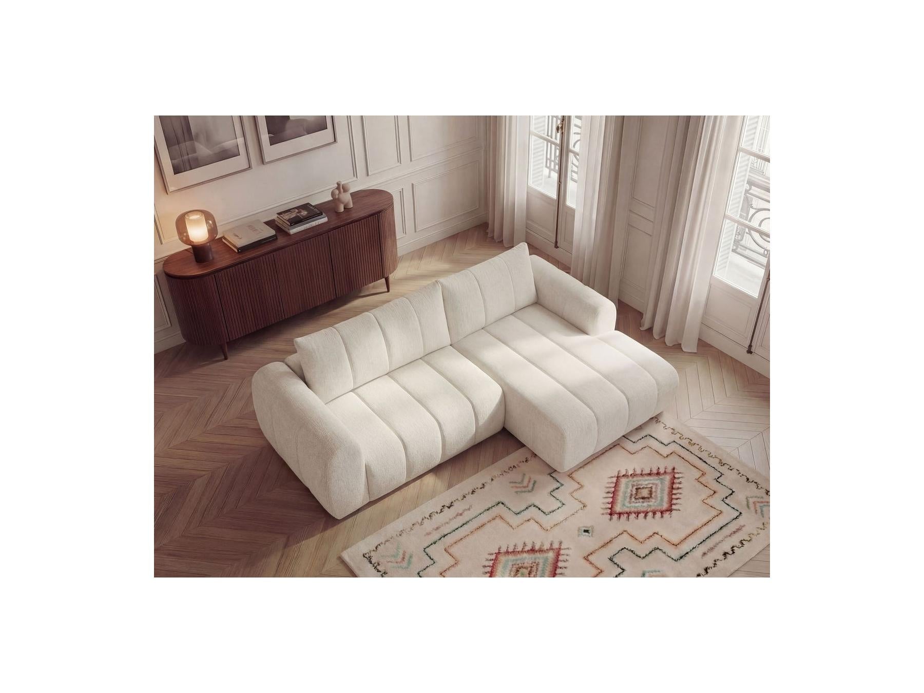 Nesty - Canapé D'Angle Fixe - Tissu Chiné - Angle Droit