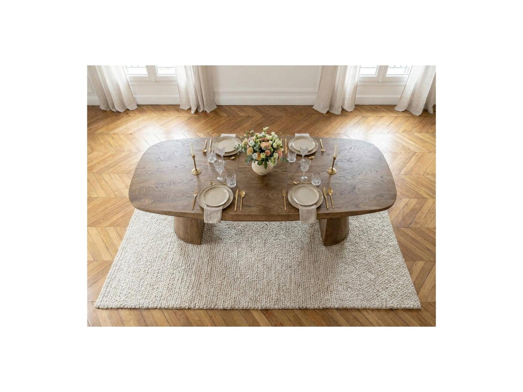 Mazargues - Table À Manger Extensible Rectangulaire Arrondie 200 À 300 Cm - Placage Chêne Massif