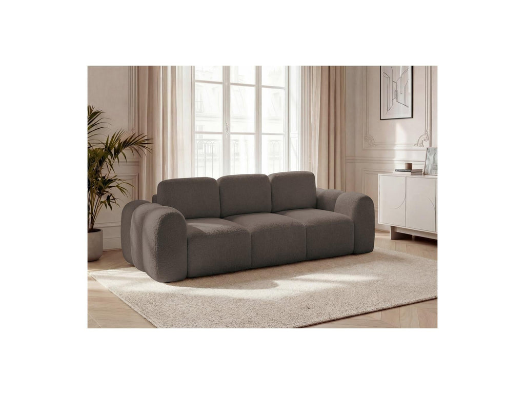 Montaigne - Canapé Droit Convertible Coffre 3 Places - Tissu Bouclette