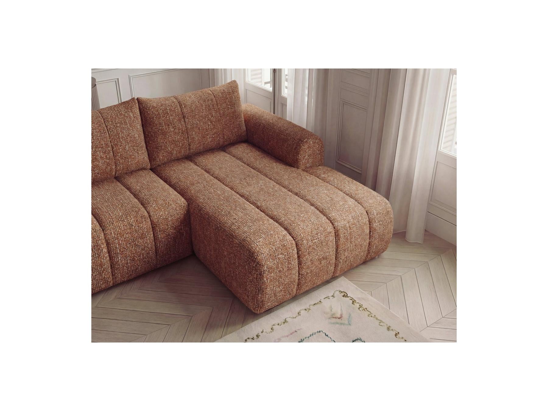 Nesty - Canapé D'Angle Fixe - Tissu Chiné - Angle Droit
