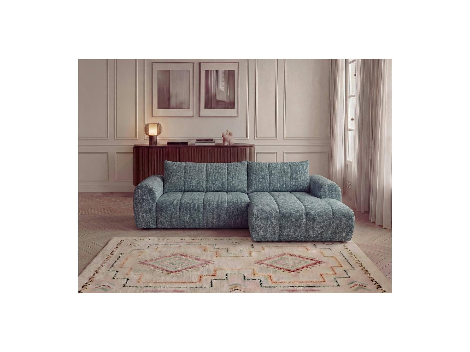 Nesty - Canapé D'Angle Fixe - Tissu Chiné - Angle Droit