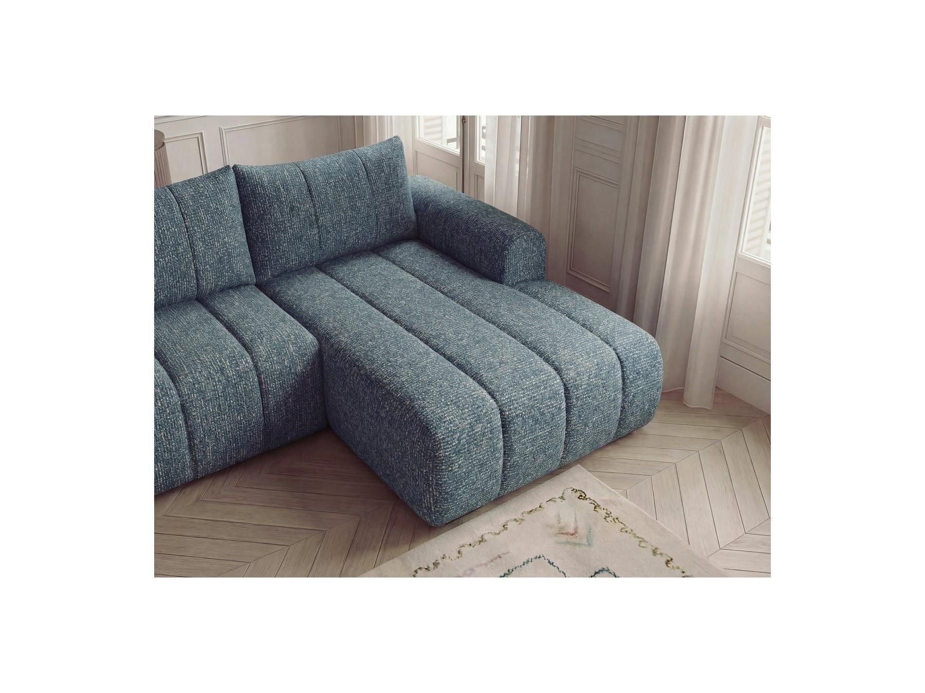 Nesty - Canapé D'Angle Fixe - Tissu Chiné - Angle Droit
