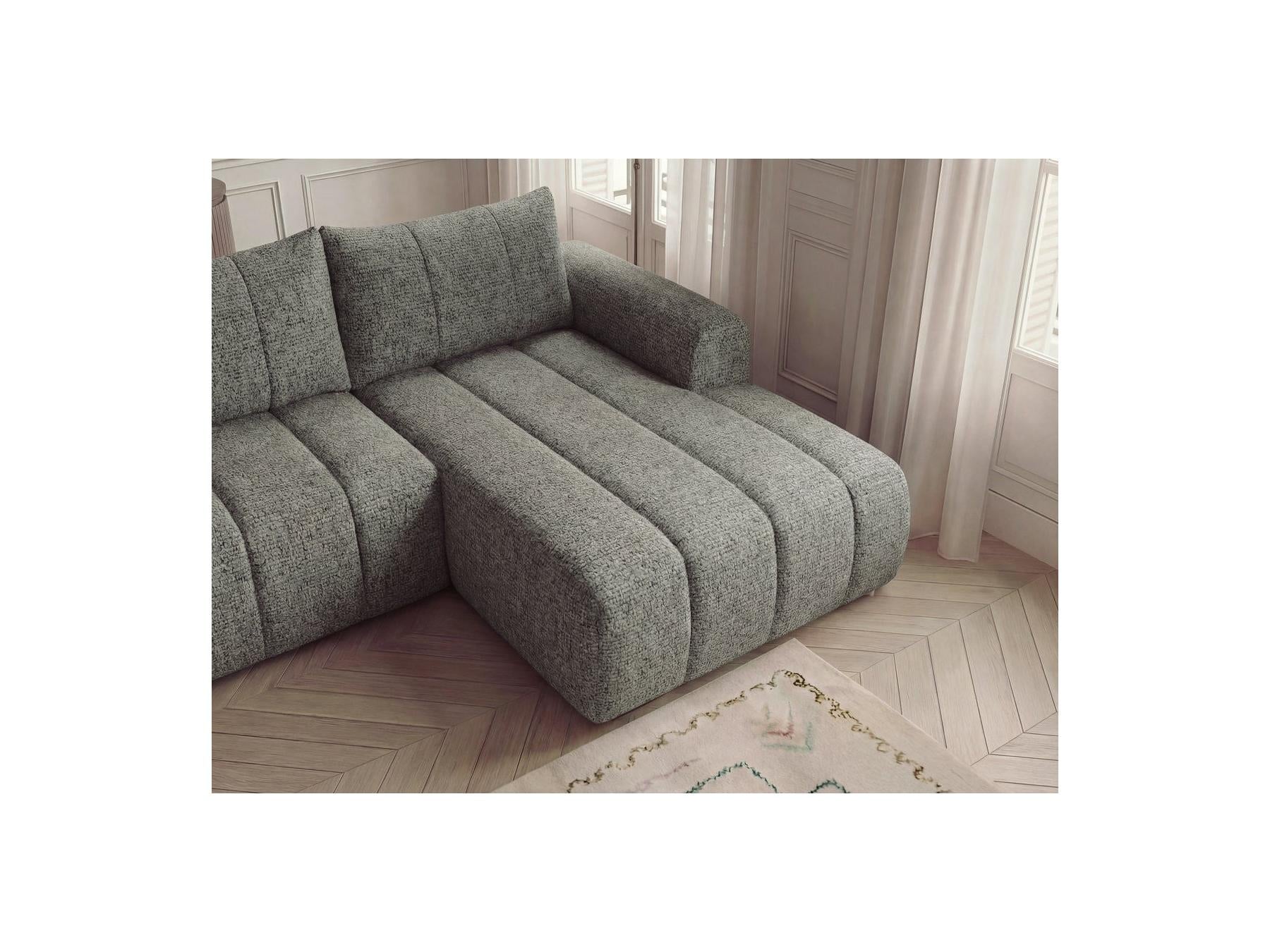Nesty - Canapé D'Angle Fixe - Tissu Chiné - Angle Droit