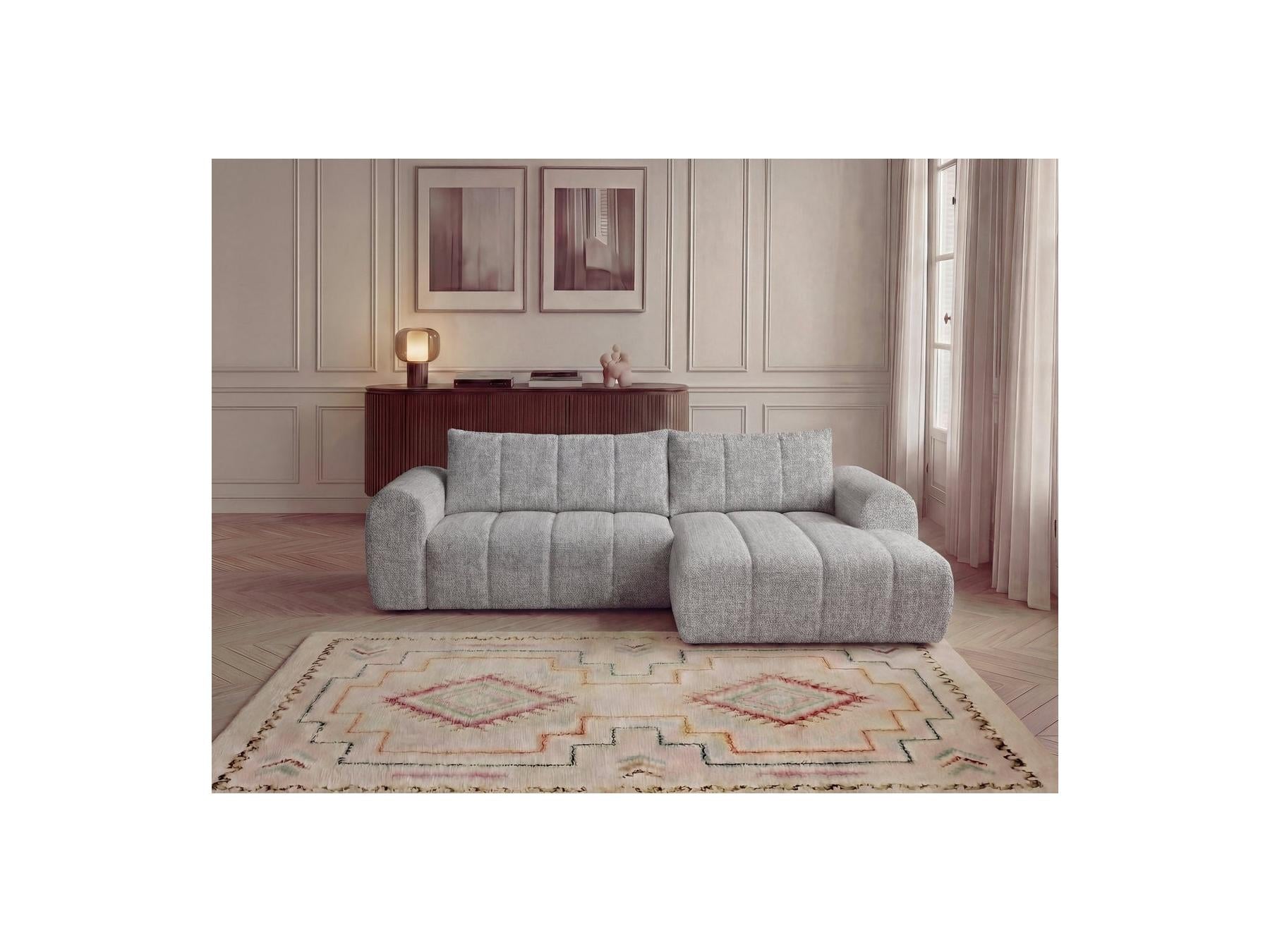 Nesty - Canapé D'Angle Fixe - Tissu Chiné - Angle Droit