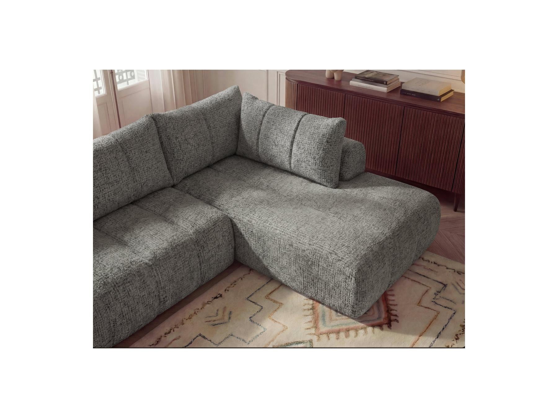 Nesty - Canapé D'Angle L Fixe - Tissu Chiné - Angle Droit