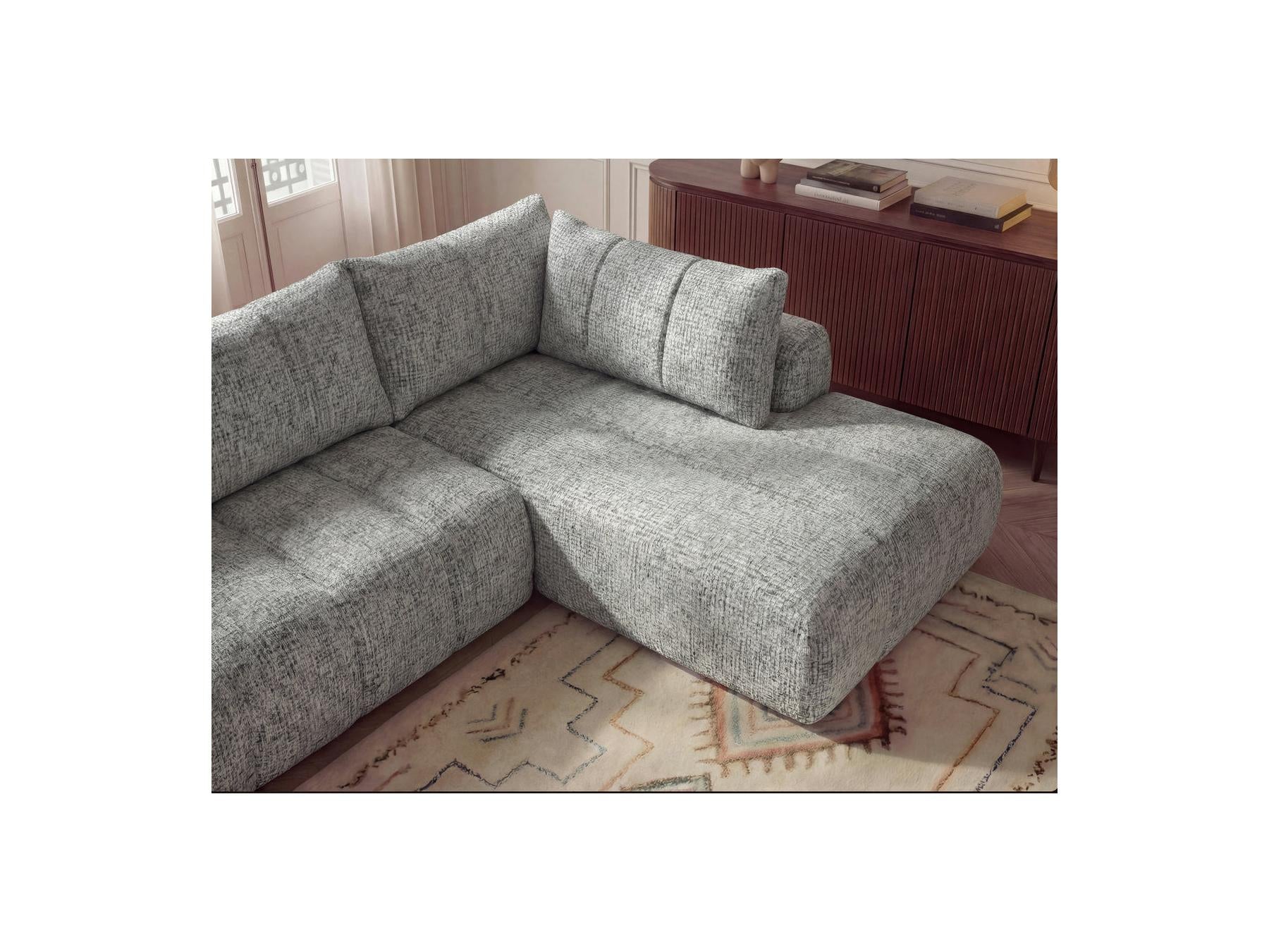 Nesty - Canapé D'Angle L Fixe - Tissu Chiné - Angle Droit
