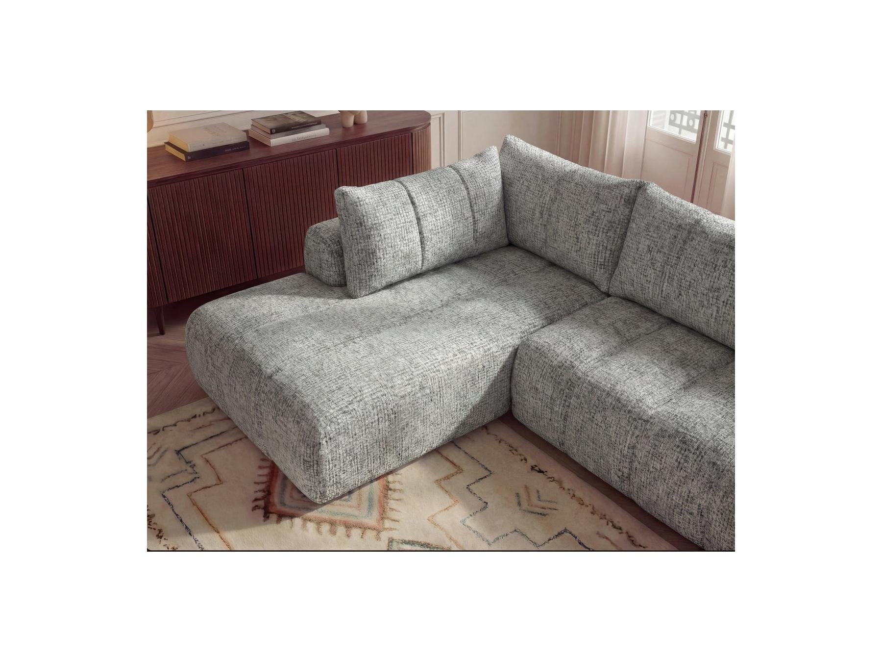 Nesty - Canapé D'Angle L Fixe - Tissu Chiné - Angle Gauche