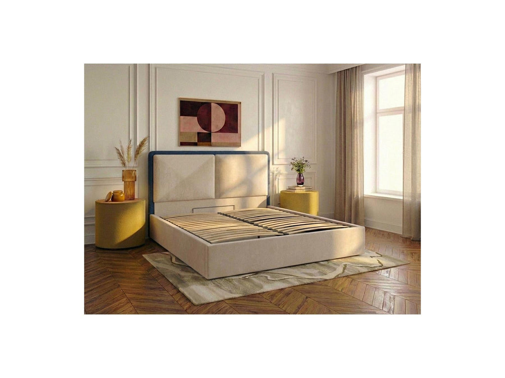 Mara - Lit Coffre - Tissu Texturé Bicolore