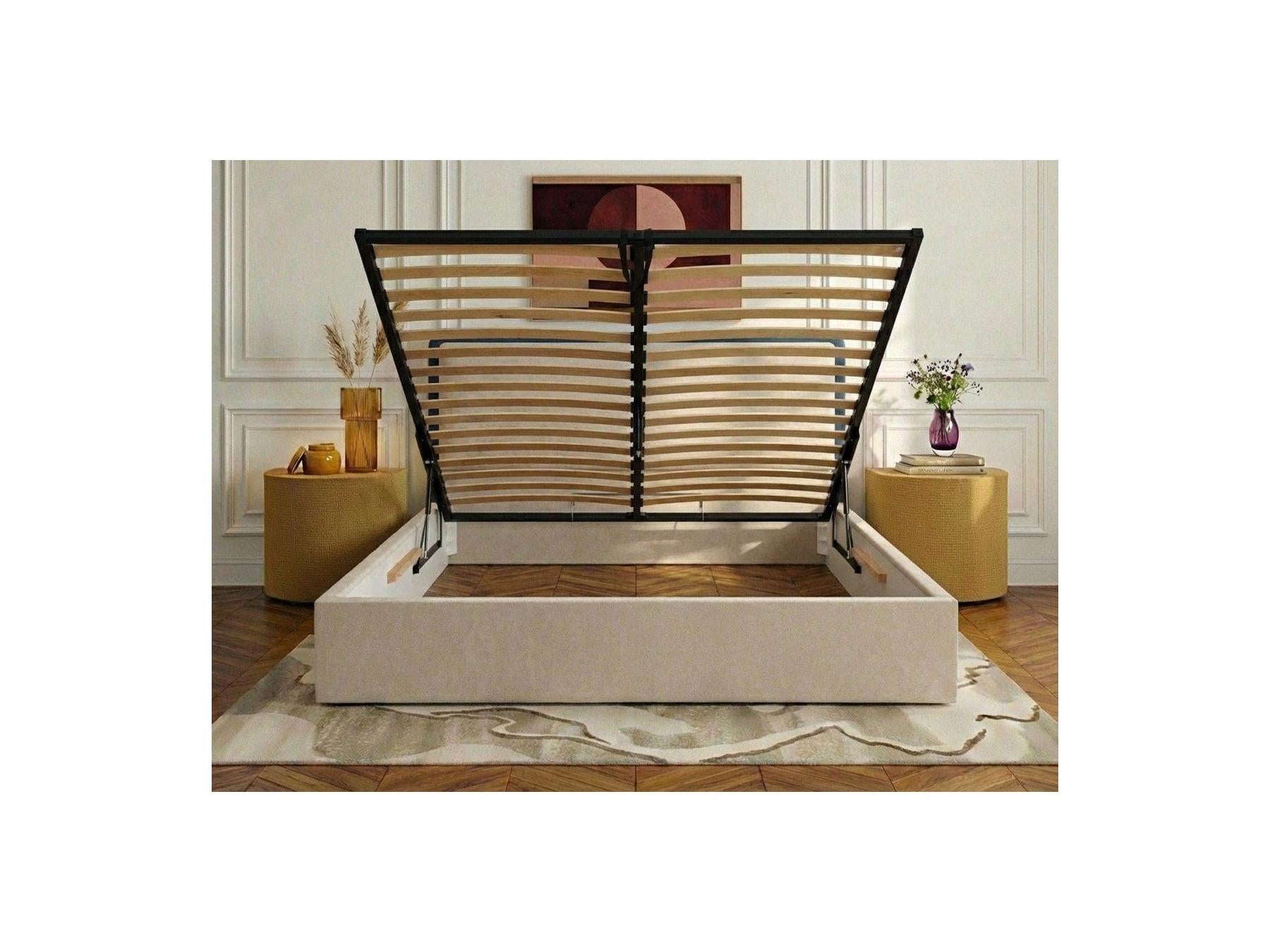 Mara - Lit Coffre - Tissu Texturé Bicolore