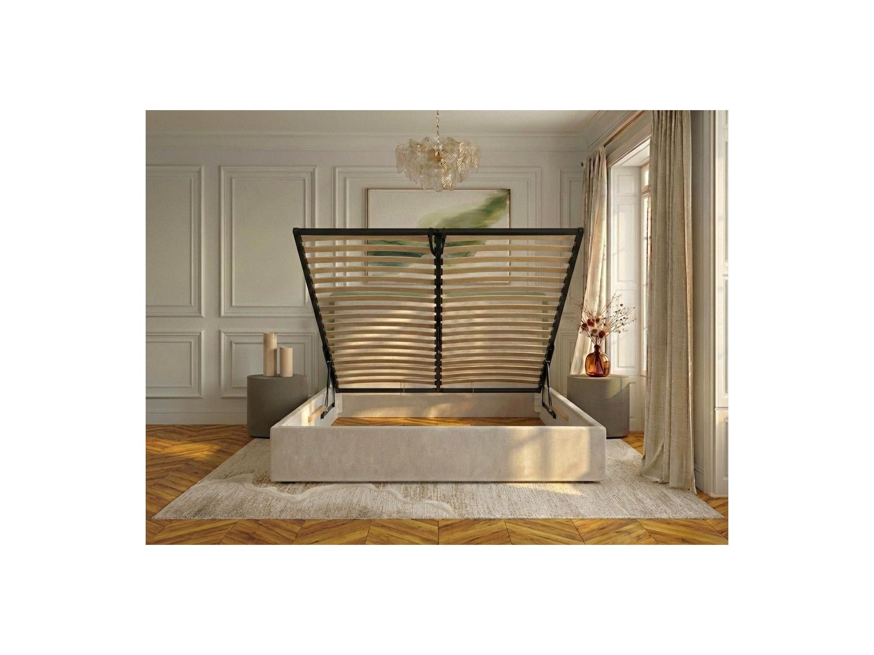 Mara - Lit Coffre - Tissu Texturé Bicolore