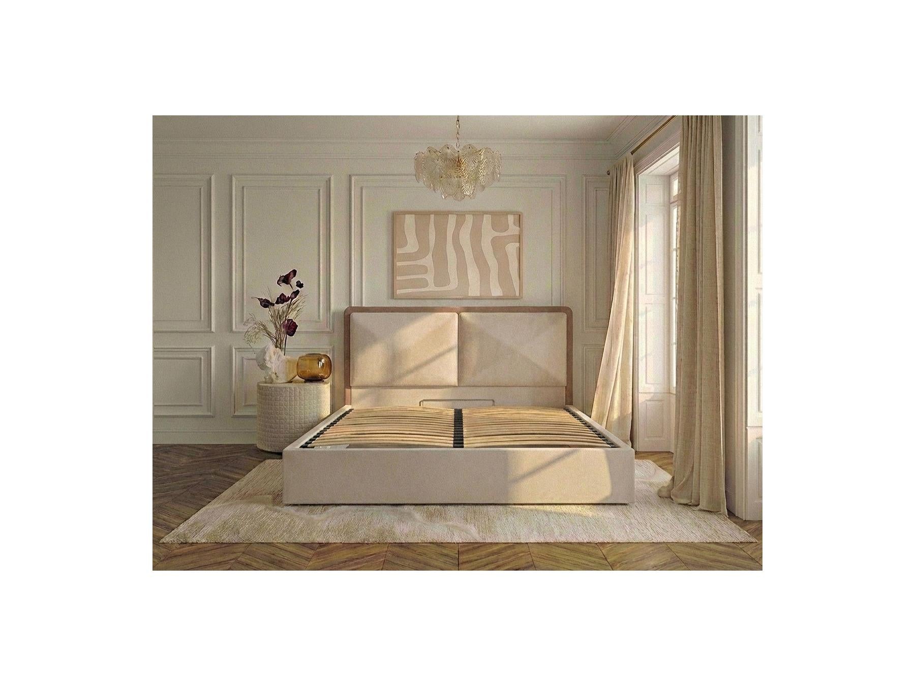 Mara - Lit Coffre - Tissu Texturé Bicolore