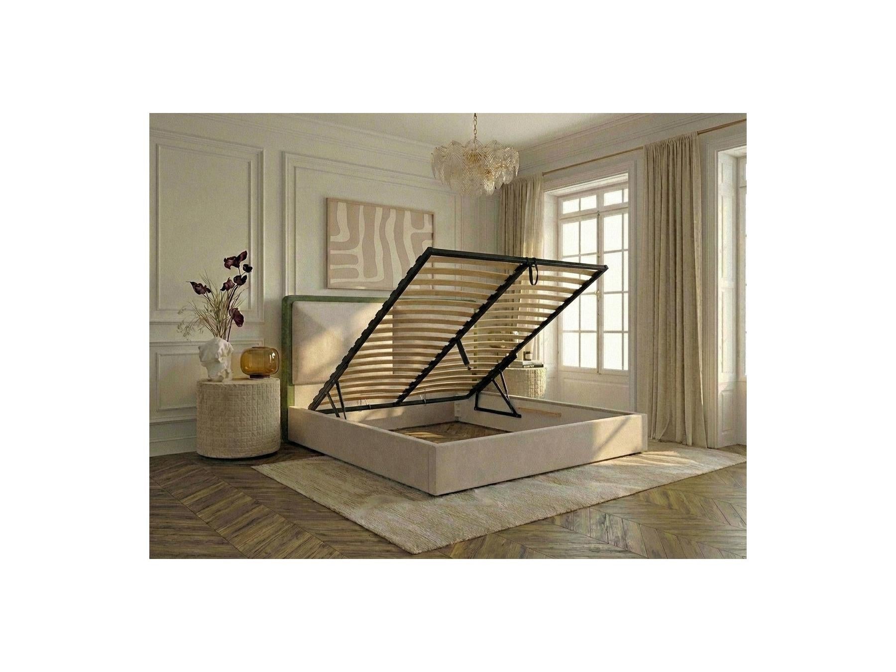 Mara - Lit Coffre - Tissu Texturé Bicolore
