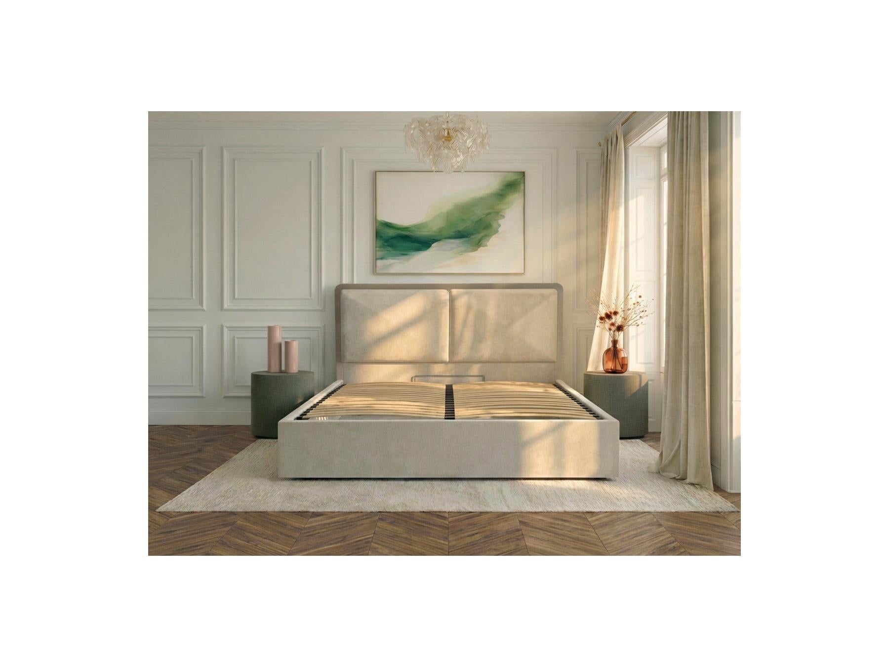 Mara - Lit Coffre - Tissu Texturé Bicolore
