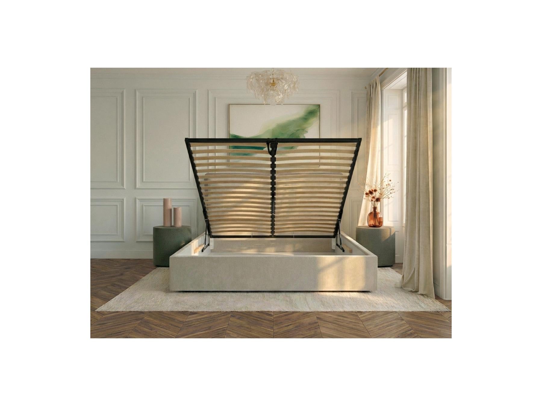 Mara - Lit Coffre - Tissu Texturé Bicolore
