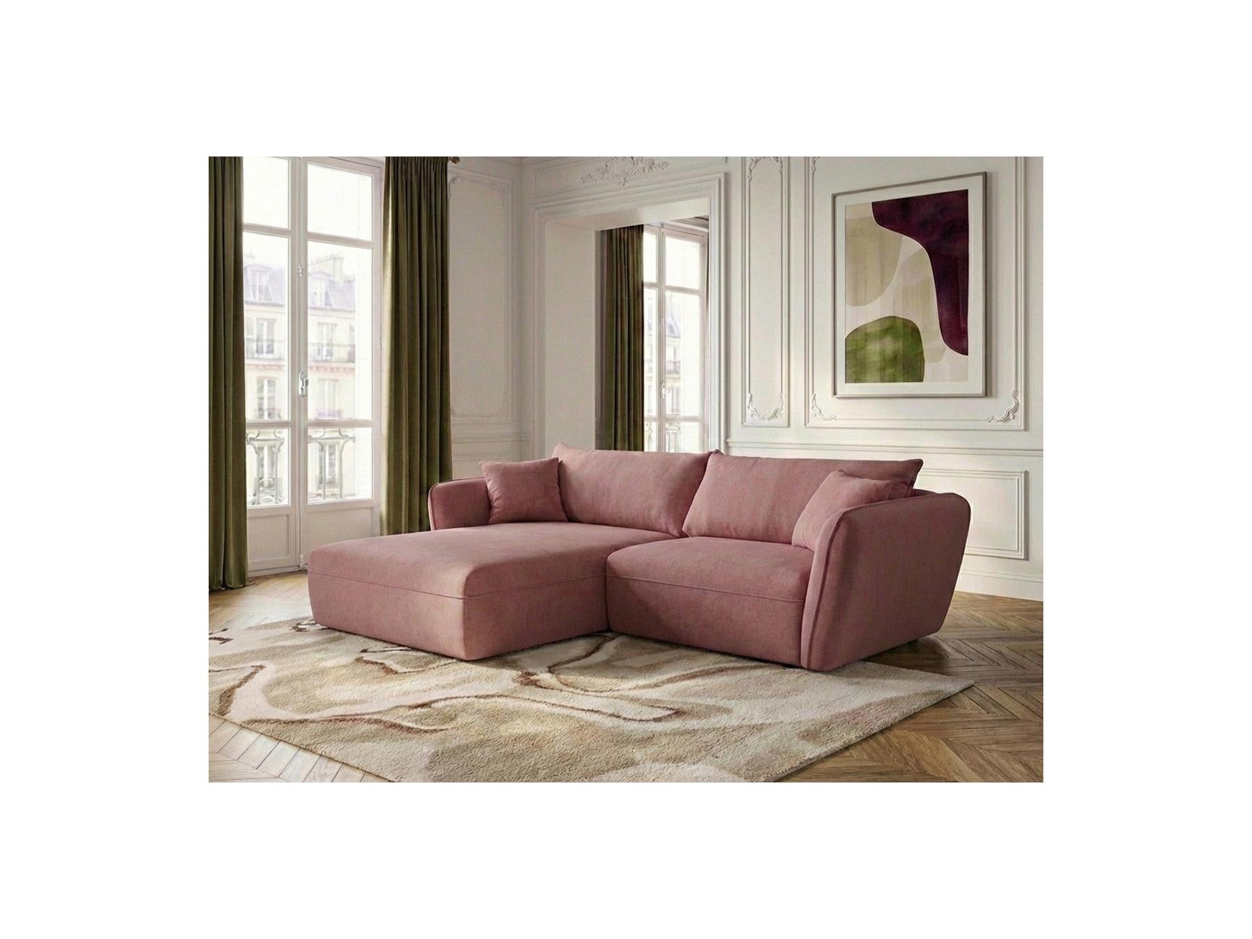 Luigi - Canapé D'Angle Fixe - Tissu Lisse - Angle Gauche