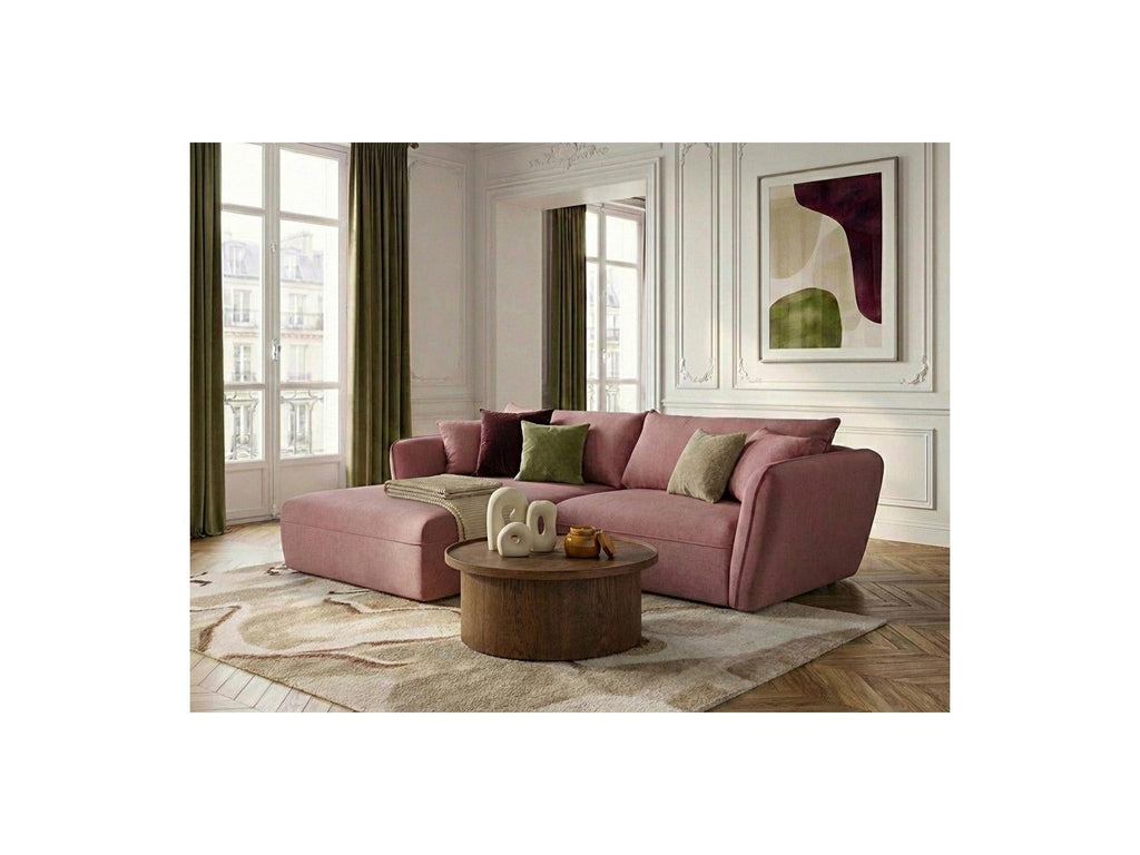 Luigi - Canapé D'Angle Fixe - Tissu Lisse - Angle Gauche