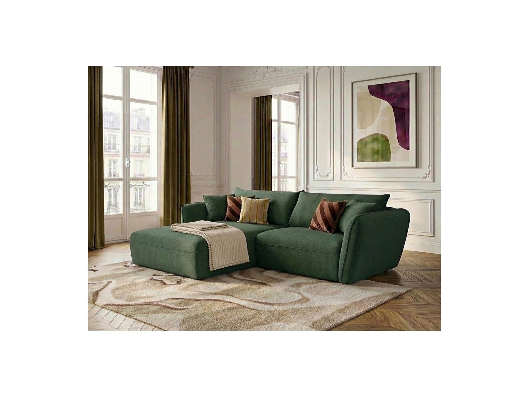 Luigi - Canapé D'Angle Fixe - Tissu Lisse - Angle Gauche