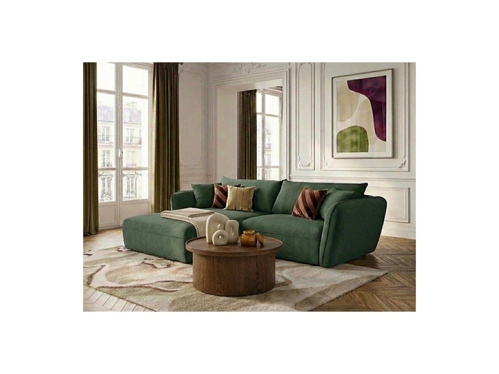 Luigi - Canapé D'Angle Fixe - Tissu Lisse - Angle Gauche