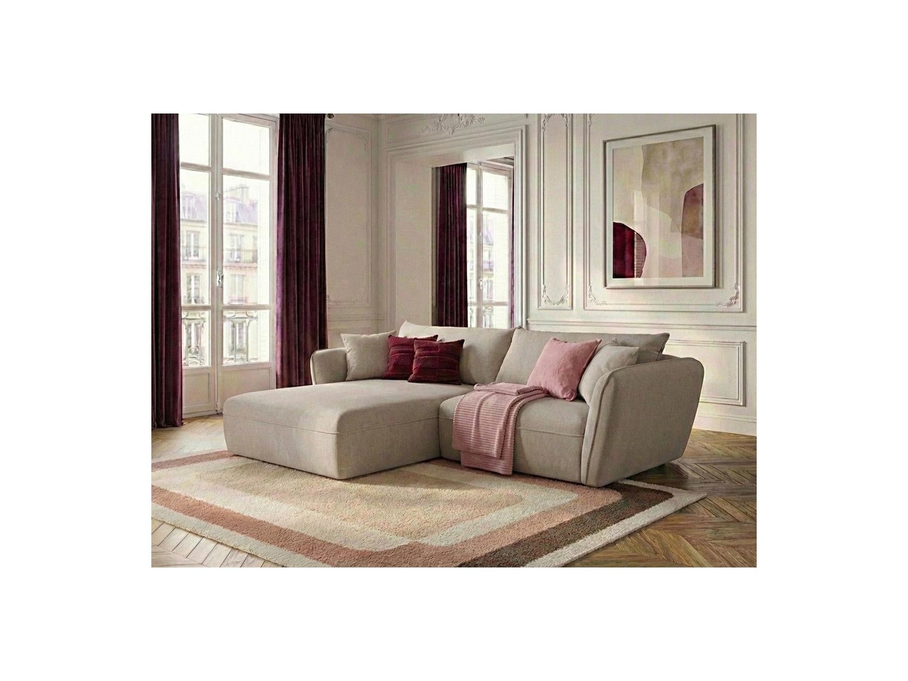 Luigi - Canapé D'Angle Fixe - Tissu Lisse - Angle Gauche