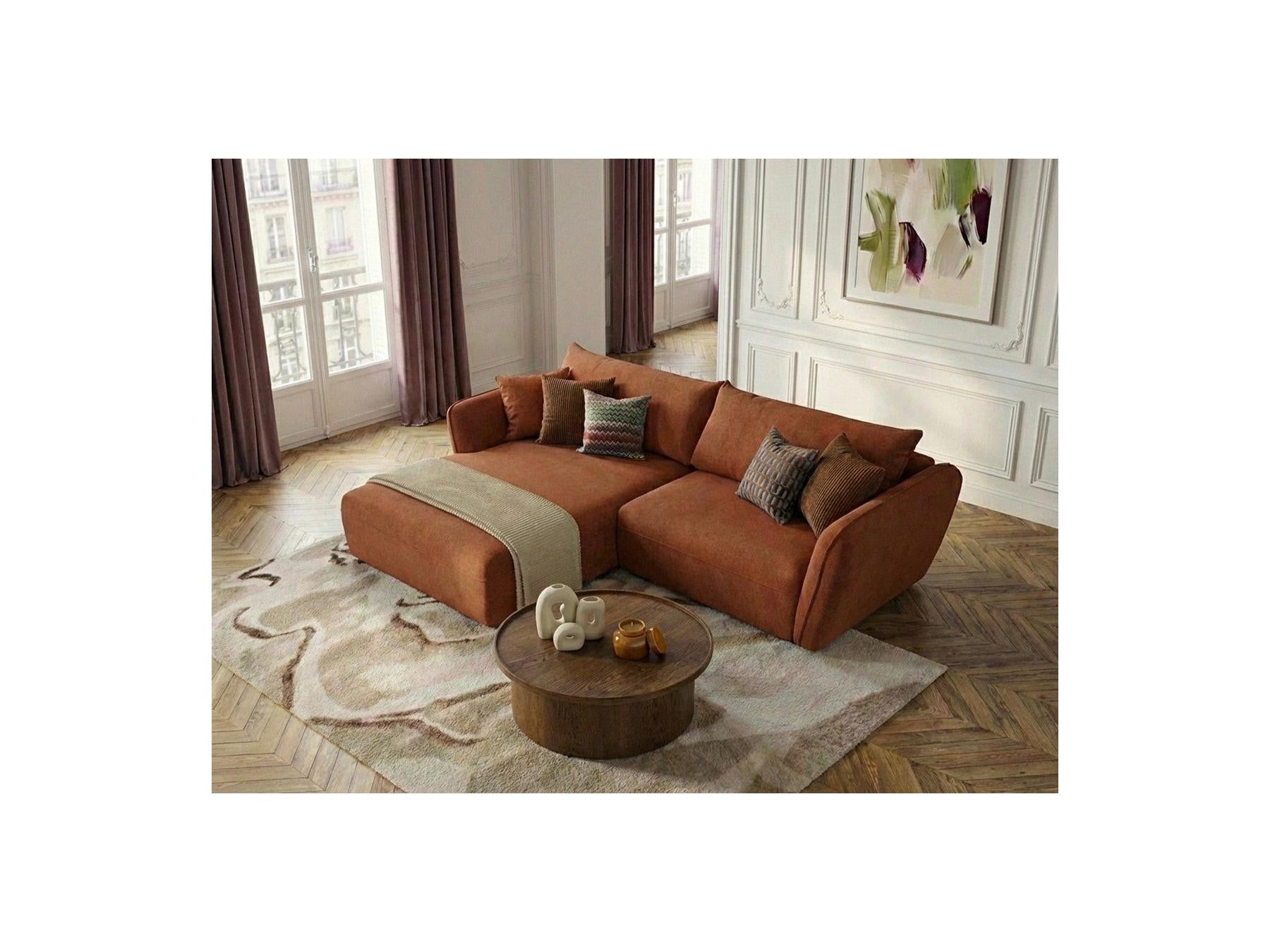 Luigi - Canapé D'Angle Fixe - Tissu Lisse - Angle Gauche