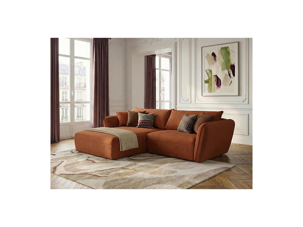 Luigi - Canapé D'Angle Fixe - Tissu Lisse - Angle Gauche