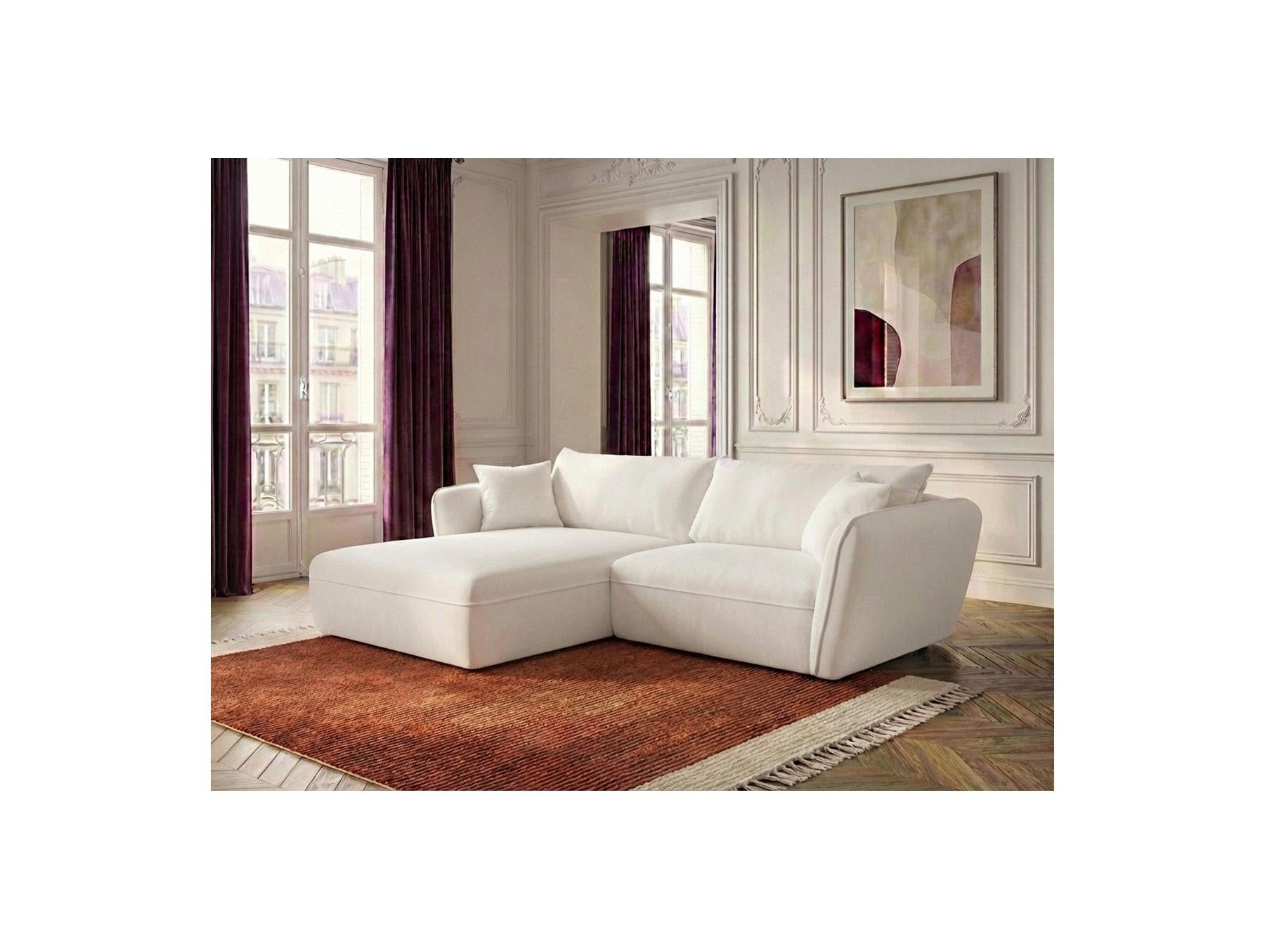 Luigi - Canapé D'Angle Fixe - Tissu Lisse - Angle Gauche
